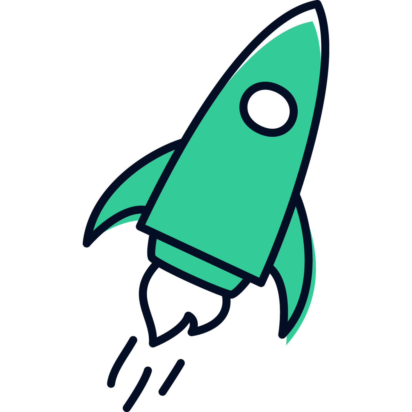 Illustrated green rocket